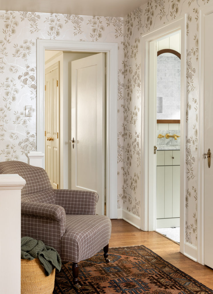 Heidi Caillier Design Seattle interior designer wallpaper hallway 